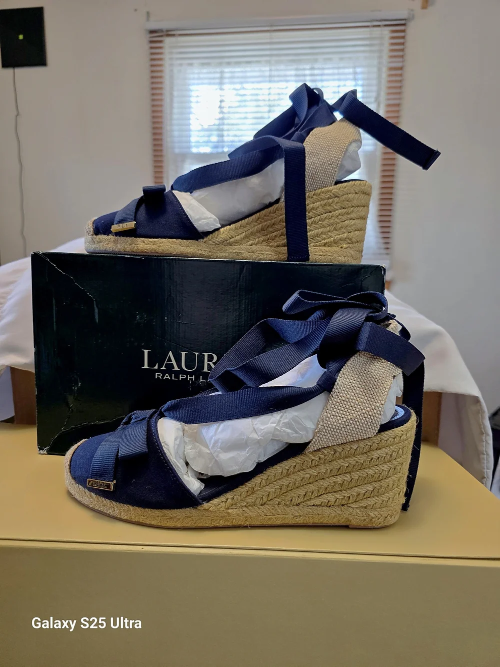 LAUREN Ralph Lauren Hollie Espadrille Wedge In Navy Size 7.5B